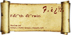 Fáth Ármin névjegykártya